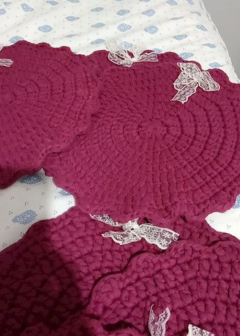 Bordo Bohem Yuvarlak El Örgüsü supla - Görsel 2