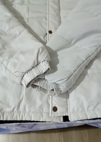 Düğmeli Beyaz mont - Görsel 4