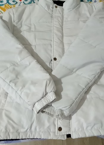 Düğmeli Beyaz mont - Görsel 2