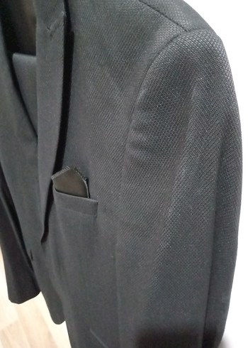 Düğmeli Siyah Erkek Ofis Takım Elbise - Görsel 6