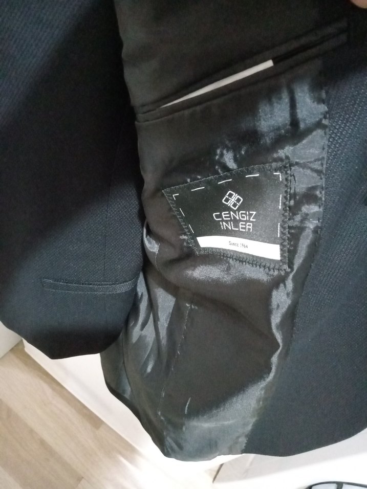 Düğmeli Siyah Erkek Ofis Takım Elbise - Görsel 4