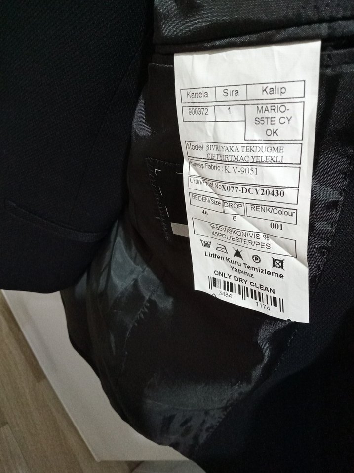 Düğmeli Siyah Erkek Ofis Takım Elbise - Görsel 5