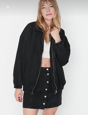 Trendyol & Milla siyah oversize denim ceket
