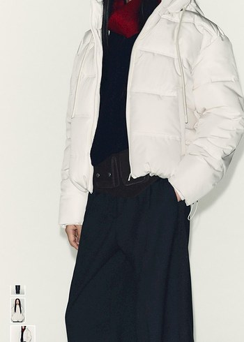 Zara Beyaz Kadın Kışlık Mont - Görsel 10