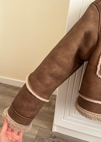 Kahverengi Kürklü Süet Kadın Ceket - Görsel 3