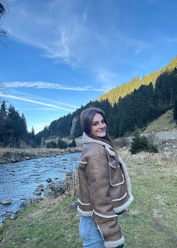 Kahverengi Kürklü Süet Kadın Ceket - Görsel 7