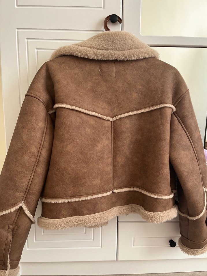Kahverengi Kürklü Süet Kadın Ceket - Görsel 5