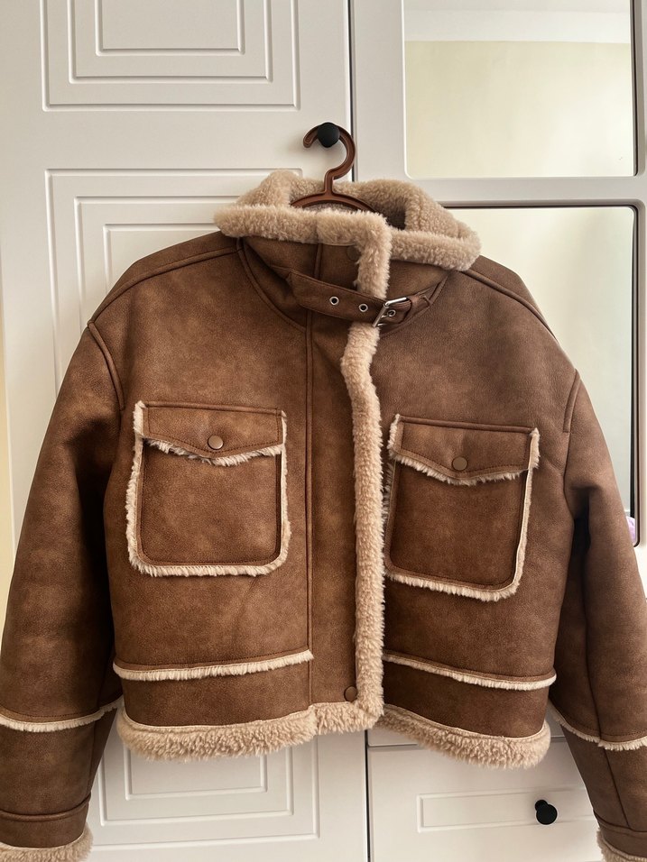 Kahverengi Kürklü Süet Kadın Ceket - Görsel 2