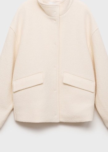 Mango yüksek yaka Yün Ceket - Görsel 2