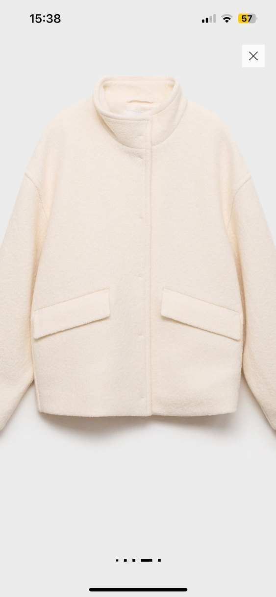 Mango yüksek yaka Yün Ceket - Görsel 2