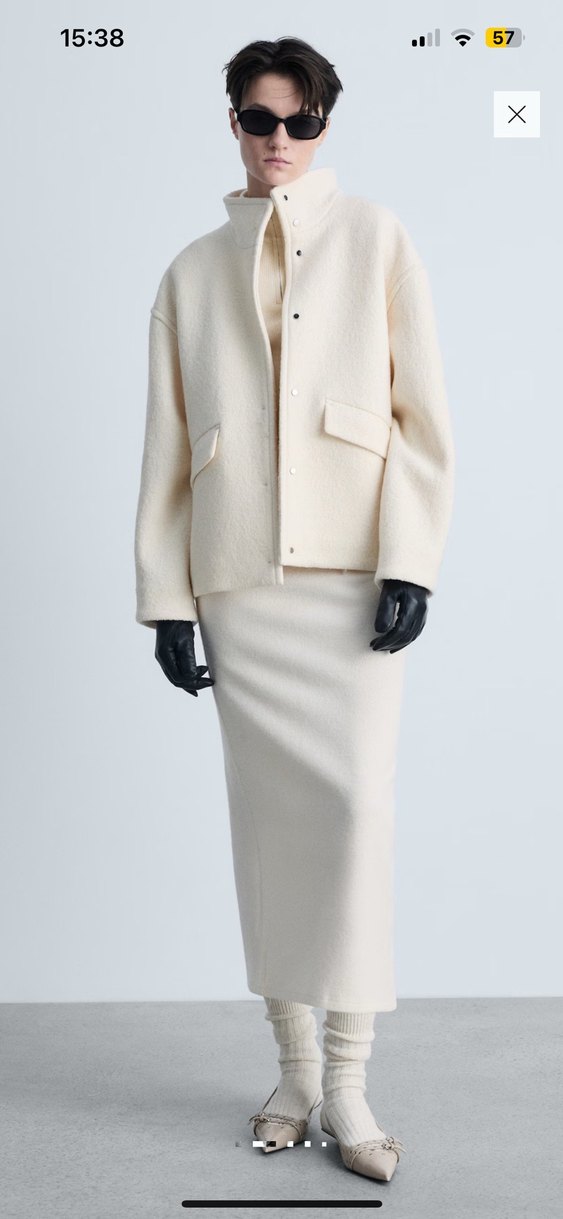 Mango yüksek yaka Yün Ceket - Görsel 4