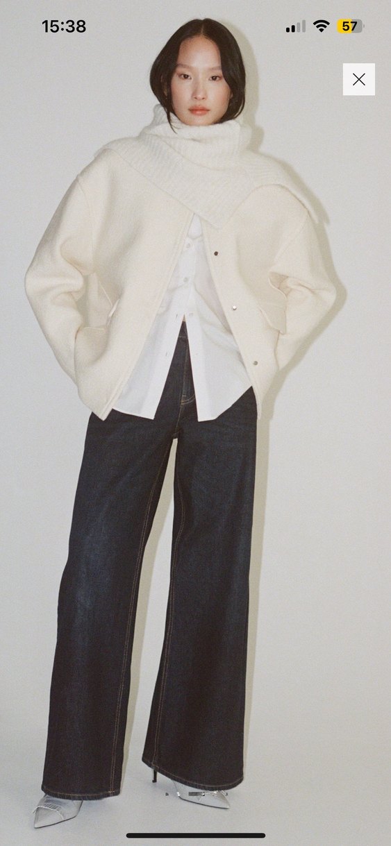 Mango yüksek yaka Yün Ceket - Görsel 3