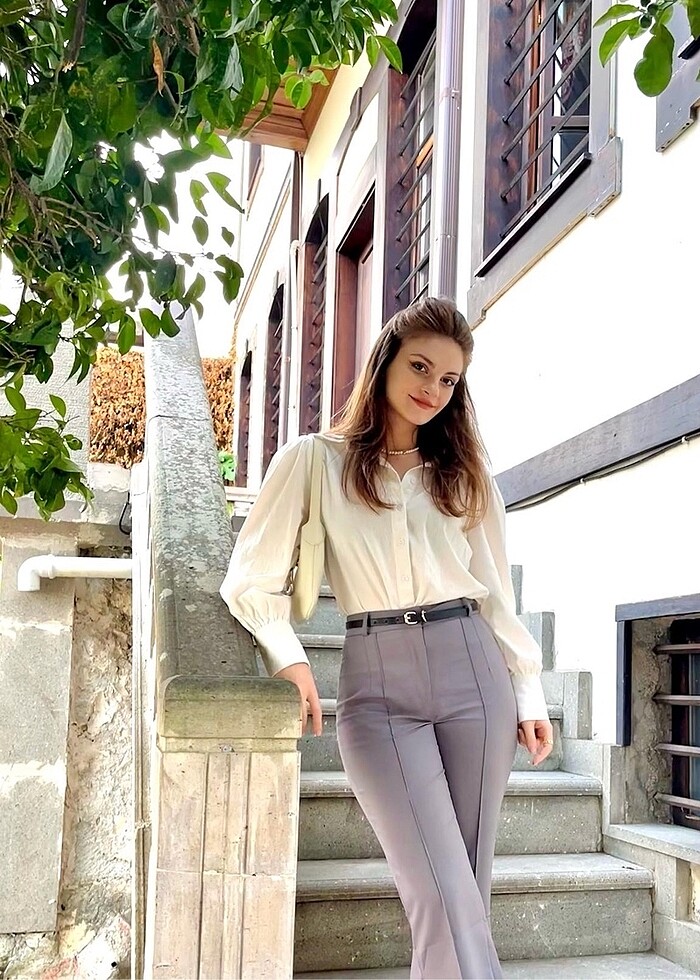 Gri kumaş pantolon - Görsel 3