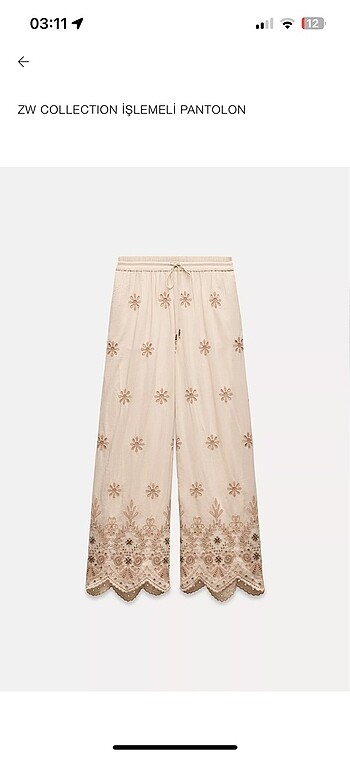 Zara işlemeli pantolon