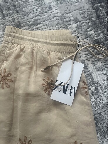 s Beden camel Renk Zara işlemeli pantolon