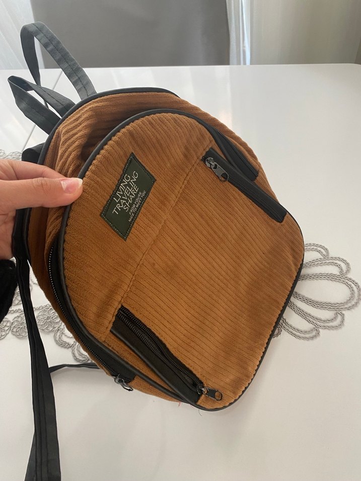 Taba rengi Kadın süet Sırt Çantası - Görsel 2