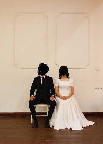 Kısa Kollu, Modern Klasik A Kesim Gelinlik - Görsel 7