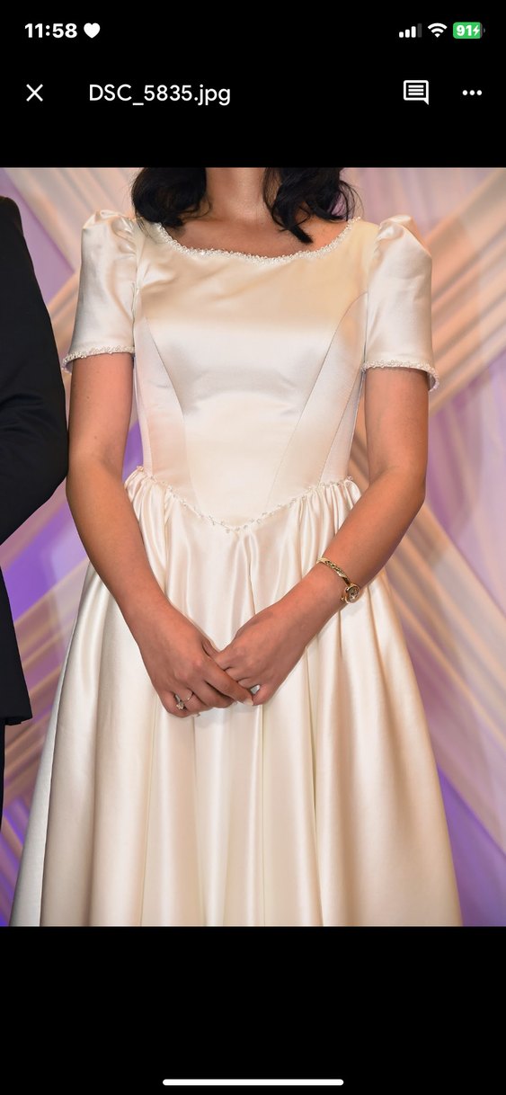 Kısa Kollu, Modern Klasik A Kesim Gelinlik - Görsel 2