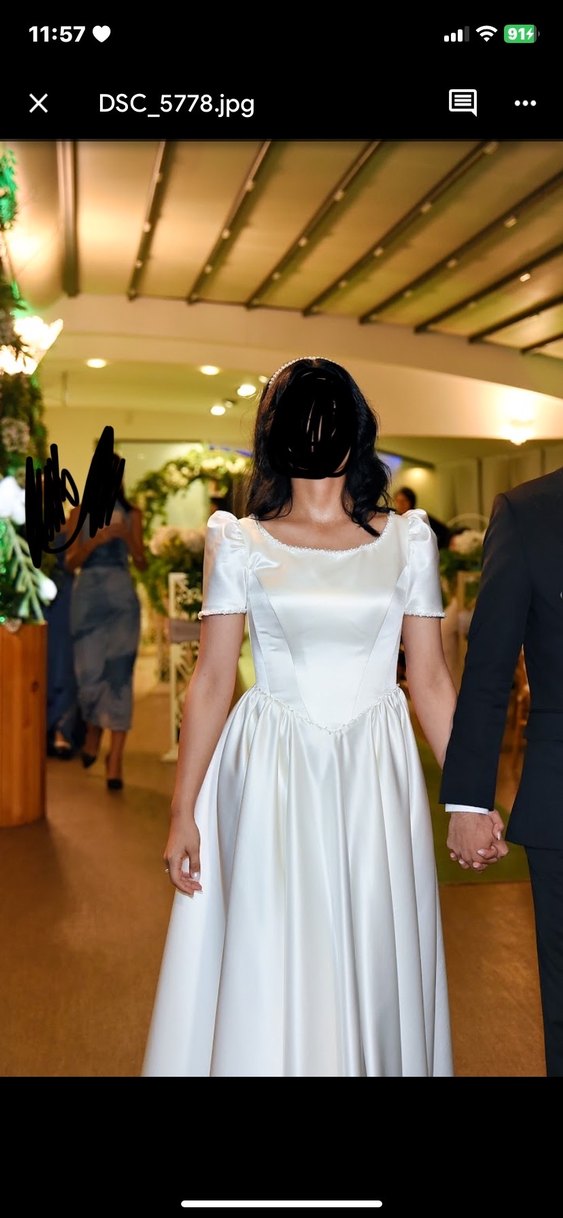 Kısa Kollu, Modern Klasik A Kesim Gelinlik - Görsel 3