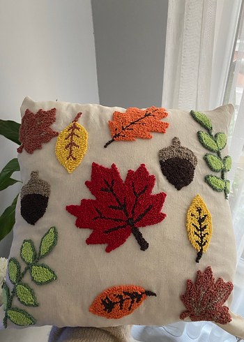 Punch İşlemeli Sonbahar Dekoratif kırlent - Görsel 5