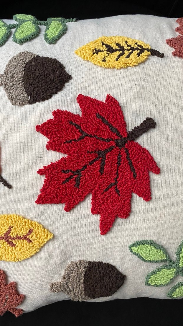 Punch İşlemeli Sonbahar Dekoratif kırlent - Görsel 4