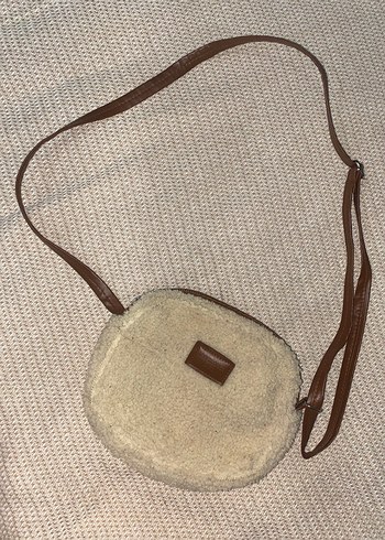 Bej Kadın Peluş Omuz Çantası - Görsel 2