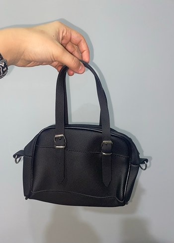 Siyah Deri Tokalı Kadın Çanta - Görsel 2