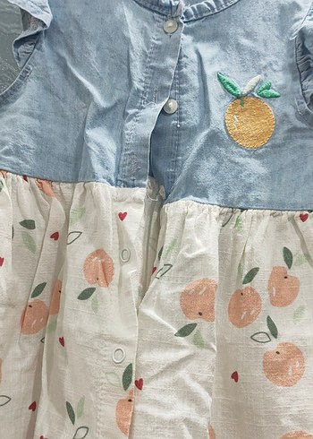 Diğer Kız Çocuk Denim Desenli Yazlık Elbise