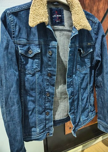 Diğer Dugmeli Gri Yaka Detayli Mavi Denim Ceket