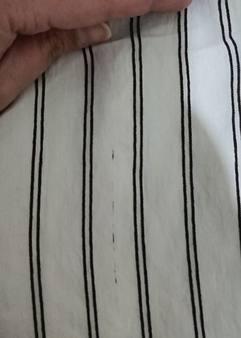 Beyaz Gri Çizgili Keten Kadın Pantolon - Görsel 3