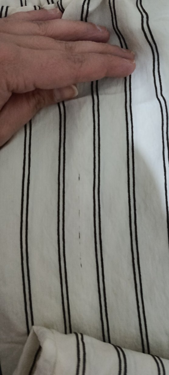 Beyaz Gri Çizgili Keten Kadın Pantolon - Görsel 3