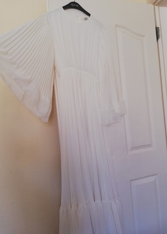 Şifon beyaz elbise - Görsel 2