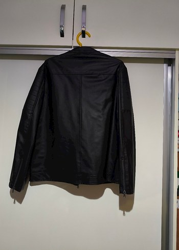 Siyah Erkek Deri Biker Ceket - Görsel 3