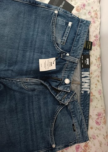 Düğmeli Loose Fit erkek Mavi Denim Pantolon - Görsel 4