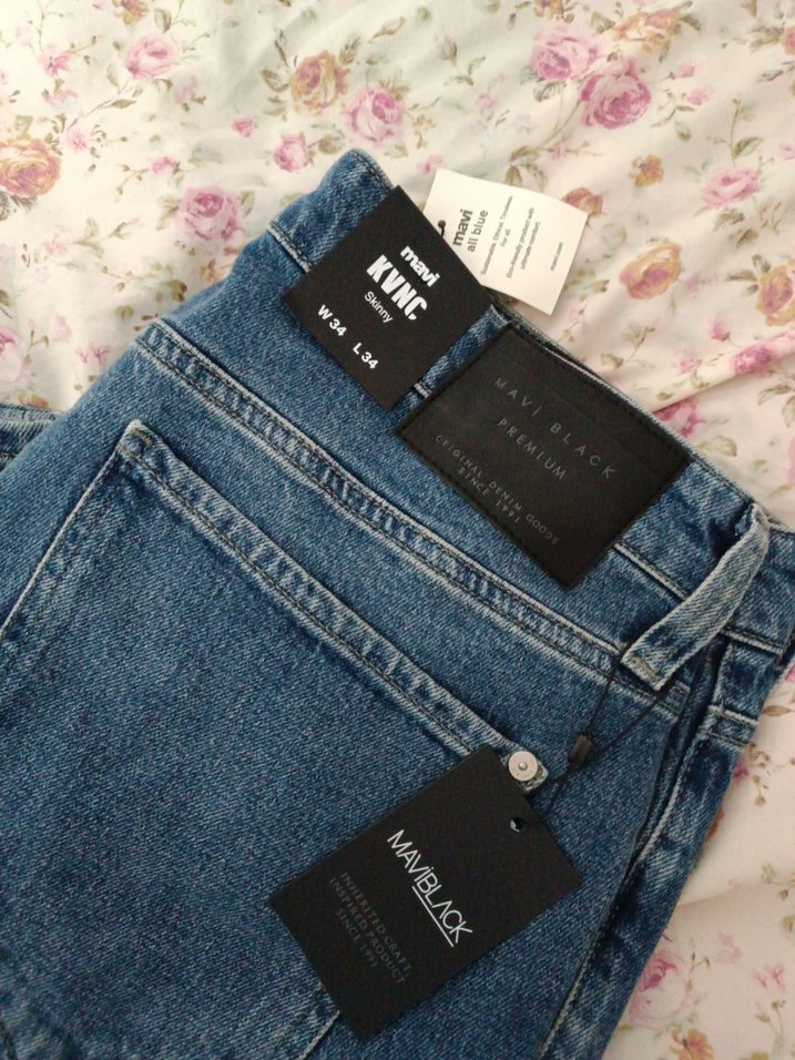 Düğmeli Loose Fit erkek Mavi Denim Pantolon - Görsel 3