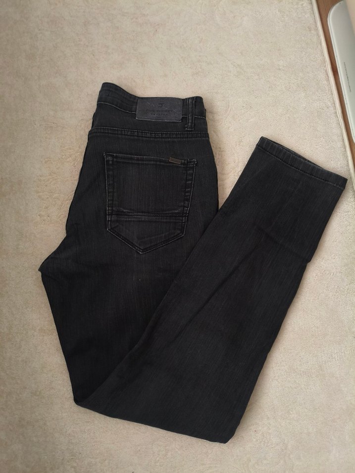 Erkek Siyah Kemer Detaylı Slim Fit Kot Pantolon - Görsel 2