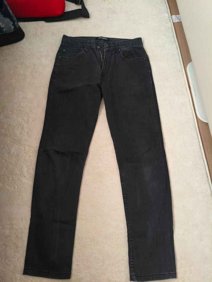 Erkek Siyah Kemer Detaylı Slim Fit Kot Pantolon - Görsel 3