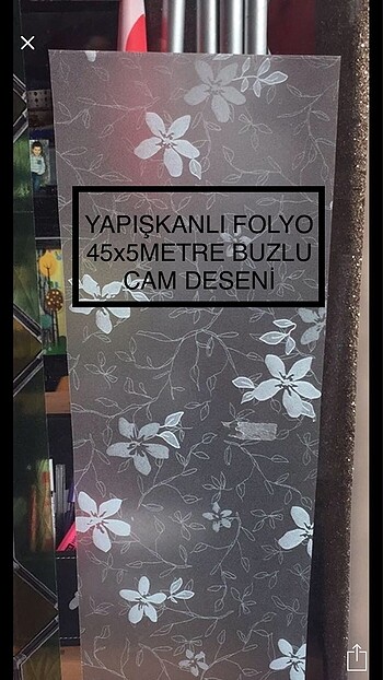 Yapışkanlı Folyo buzlu cam deseni 8 metre