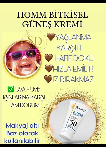  Beden Homm bitkisel güneş kırem nemlendirici 