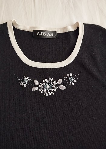 Vintage Love Nakışlı, Kolsuz, kadın triko
