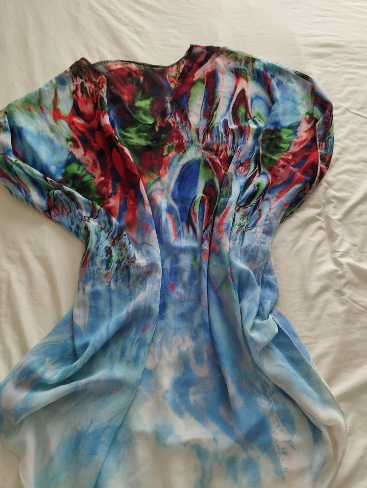 Renkli Batik Desenli Kadın pareo - Görsel 3