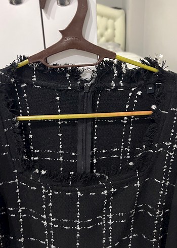 Siyah Kareli elbise - Görsel 3