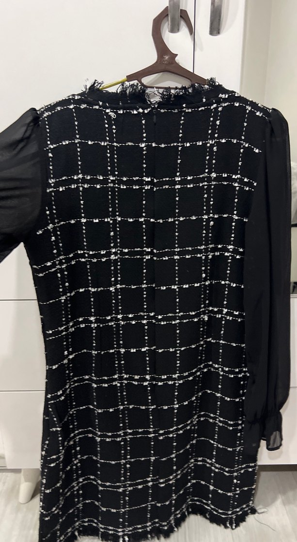 Siyah Kareli elbise - Görsel 5