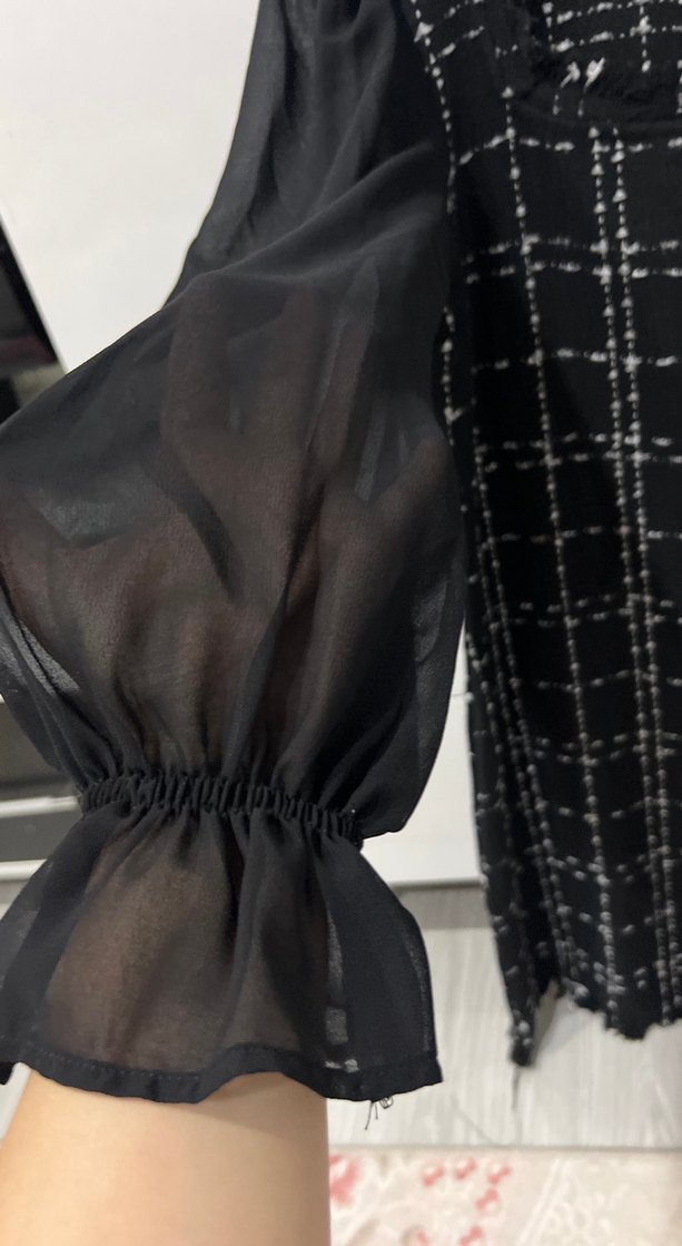 Siyah Kareli elbise - Görsel 2