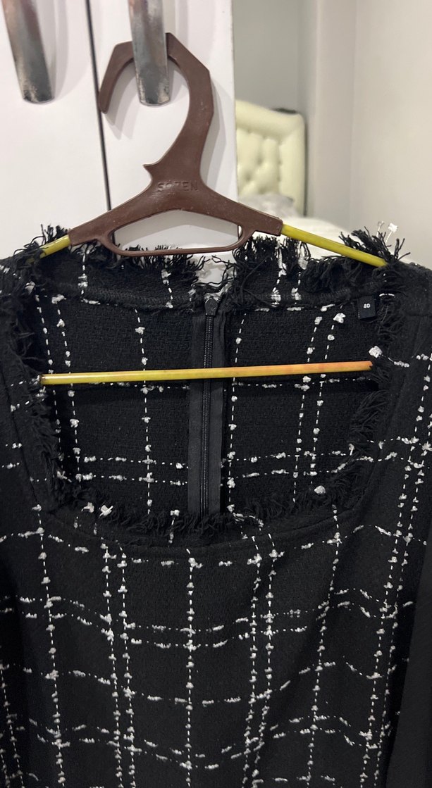 Siyah Kareli elbise - Görsel 3