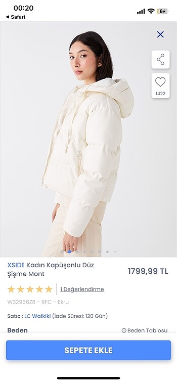 xs Beden beyaz Renk Deri Şişme mont