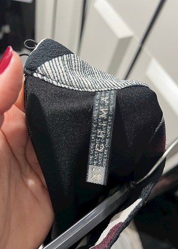 Gri Çizgili V Yaka Midi Elbise - Görsel 5