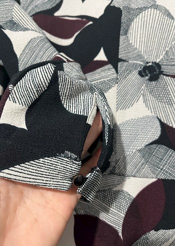 Desenli Gri Midi Elbise - Görsel 4