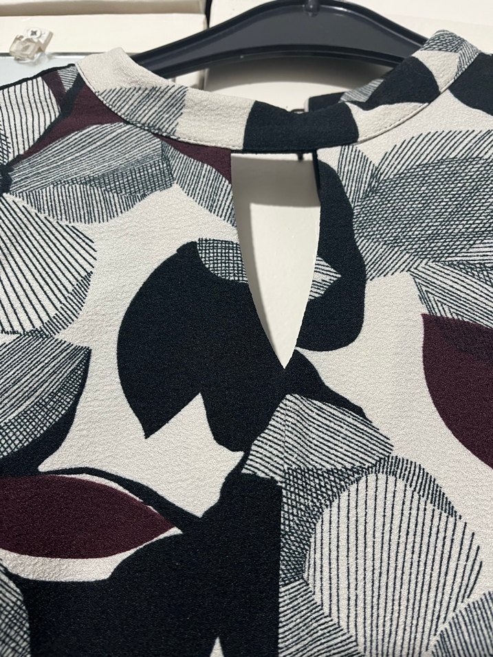 Desenli Gri Midi Elbise - Görsel 3