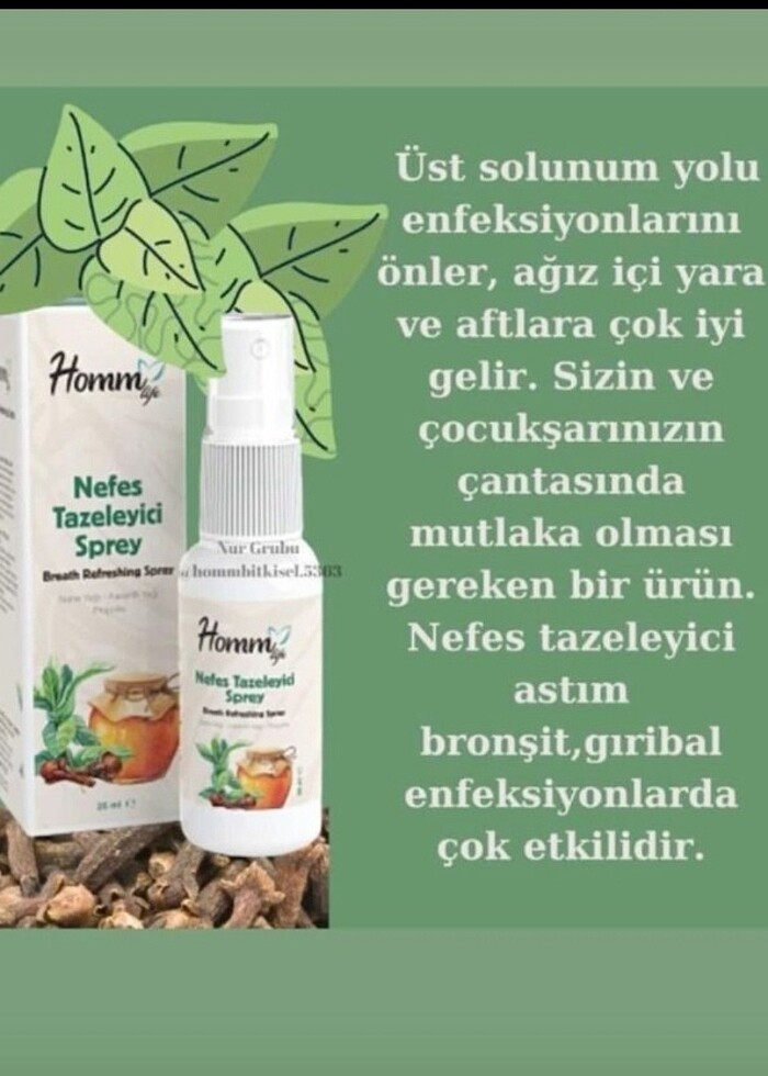 Nefes tazeleyici sprey homm bitkisel - Görsel 2
